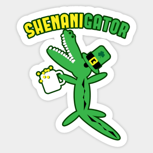 Shenanigator St Patricks Day Alligator Doodle Sticker